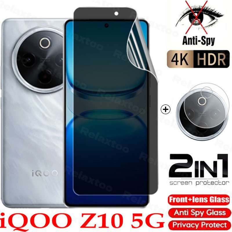 IQOOZ10 5G 2in1 ความเป็นส่วนตัวหน้าจอฟิล์มนุ่มHydrogelสําหรับIQOO Z10 Z 10 IQOOZ10 5G Anti Spyด้านหน้าHydrogelหน้าจอกล้องกลับเลนส์ป้องกันฟิล์มAT3R