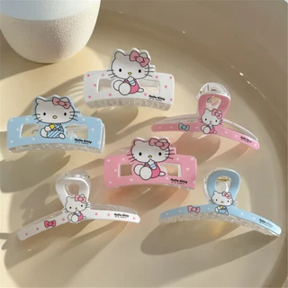 กิ๊บติดผมสีชมพูสีฟ้า เคที แมว คลิปรอยขีดข่วนขนาดใหญ่สาวการ์ตูนเครื่องประดับผมน่ารักคลิปฉลามใหม่หวาน