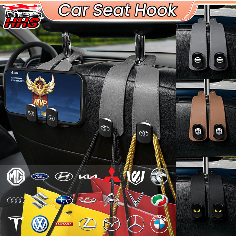 【HHS】 ชิ้นรถที่นั่ง Hook 2 In 1 คุณภาพสูง Dual Hook โทรศัพท์มือถือ Organizer ซ่อนเก็บรถ Headrest Hook Universal Storage อุปกรณ์เสริม