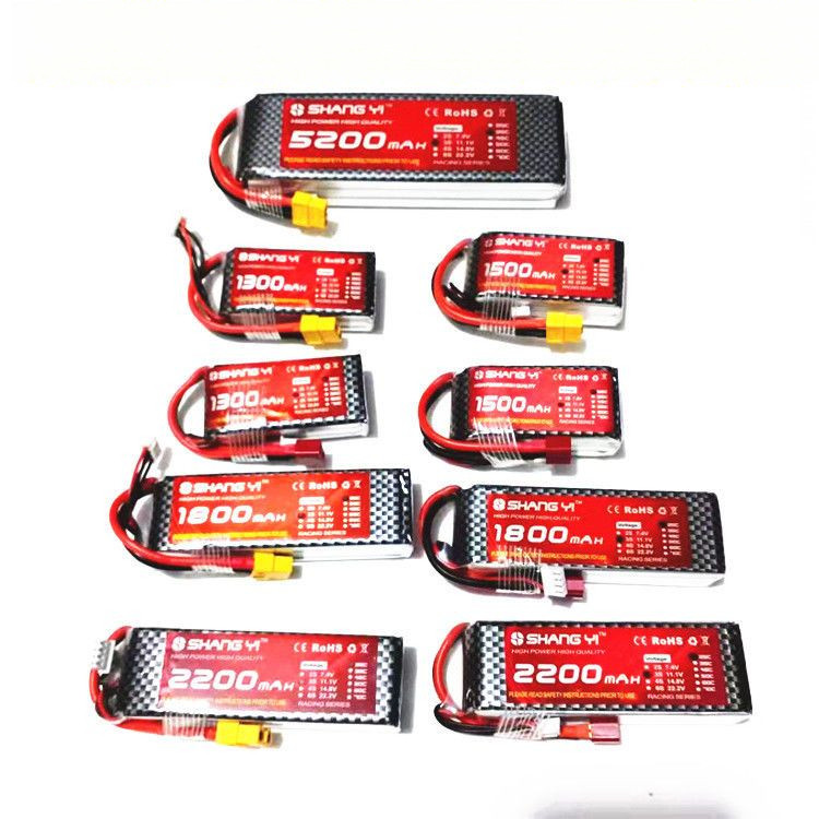 แบตเตอรี่ลิเธียมสำหรับเครื่องบินจำลอง 3S 11.1V โดรน 2200mAh แบตเตอรี่ลิเธียมแบบชาร์จได้ 1300 1500