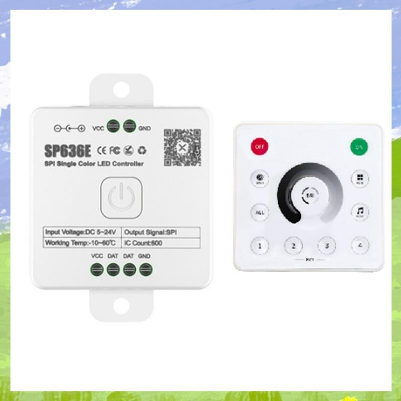 AND-SP636E SPI DC5-24v คอนโทรลเลอร์ขาวดําพร้อมรีโมทคอนโทรล AND-RC1 รองรับรีโมทคอนโทรลสัมผัส 2.4G