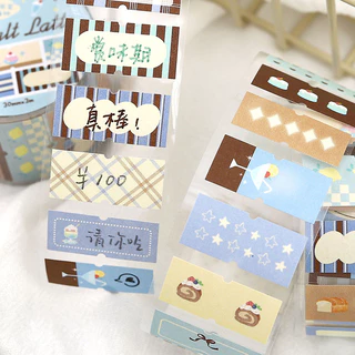 Cdaily 30 มม.×3 ม. เทปวาชิไดคัทเขียนได้ ลายตารางและน้ำชายามบ่าย สติ๊กเกอร์ตกแต่งสมุด แพลนเนอร์ สแครปบุ๊ก DIY