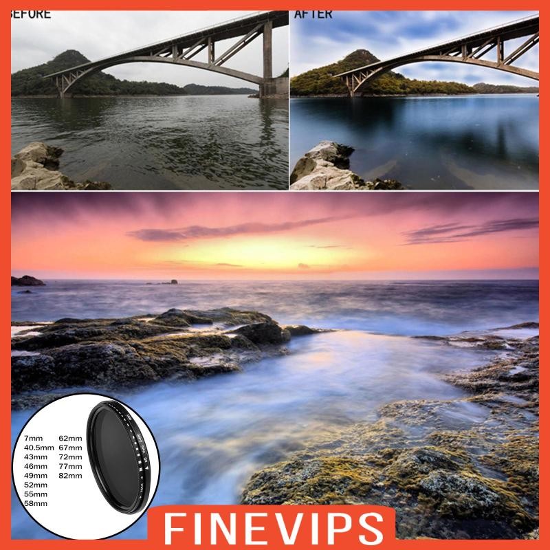[Finevips] Professional ND2 ถึง ND400 Variable ND Filter กระจกออปติคอลกันน้ําสําหรับ