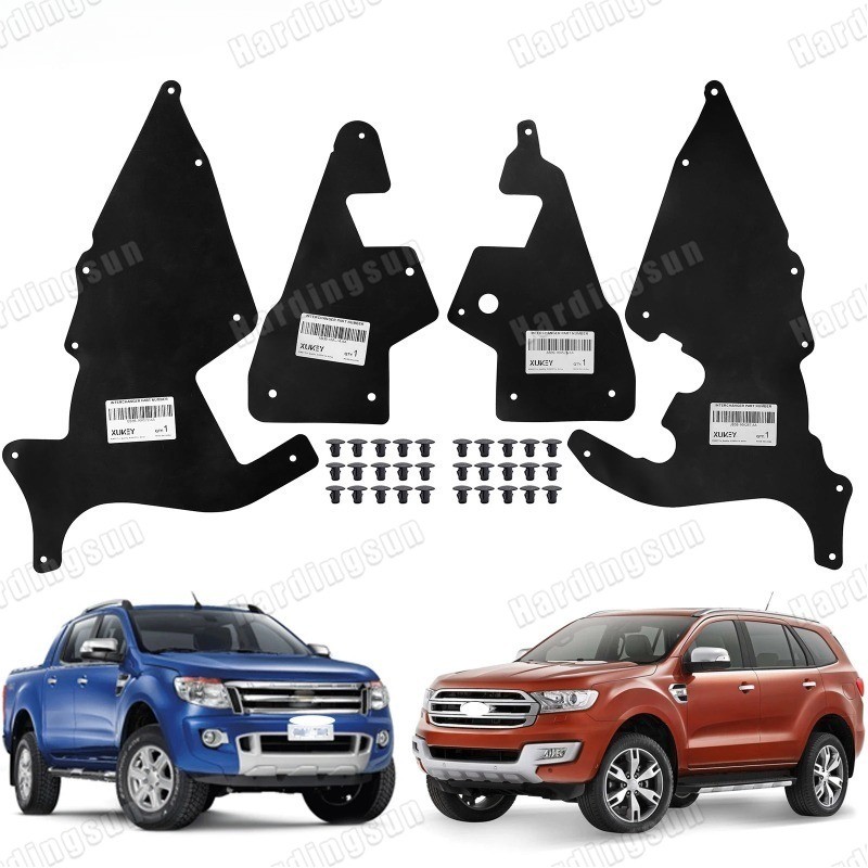 4PCS RUBBER Splash Shields สําหรับ Ford Ranger P375 PX T6 2011-2023 Everest U375 UA 15-22 Fender Liner ผ้ากันเปื้อน Guards Seal Protector