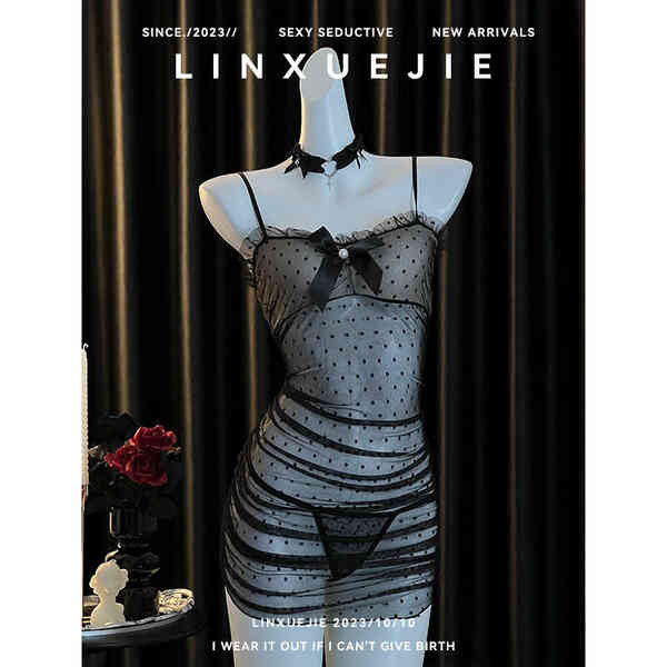 กางเกงในชาย sabina official shop พี่หลิน ~ กระโปรงสายเดี่ยวลูกไม้ลายจุดสีดำบริสุทธิ์เซ็กซี่เซ็กซี่เย