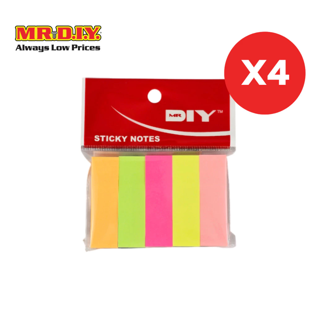 [4 แพ็ก] MR.D.I.Y กระดาษโน๊ตอินเด็กซ์ กาวในตัว จำนวน 5 สี/แพ็ก
