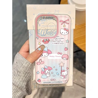 การ์ตูนลูกแมวเมโลดี้นุ่มโปร่งใส เคส iPhone16 15 14 12 11 13Pro Max 7 8Plus 16 15 14 Plus XR X XS Max สีชมพูน่ารัก