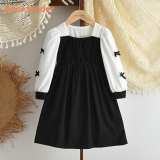 ผู้นําหมีเวอร์ชั่นเกาหลีโบว์แขนยาวธรรมดาเย็บปะติดปะต่อกันชุด…