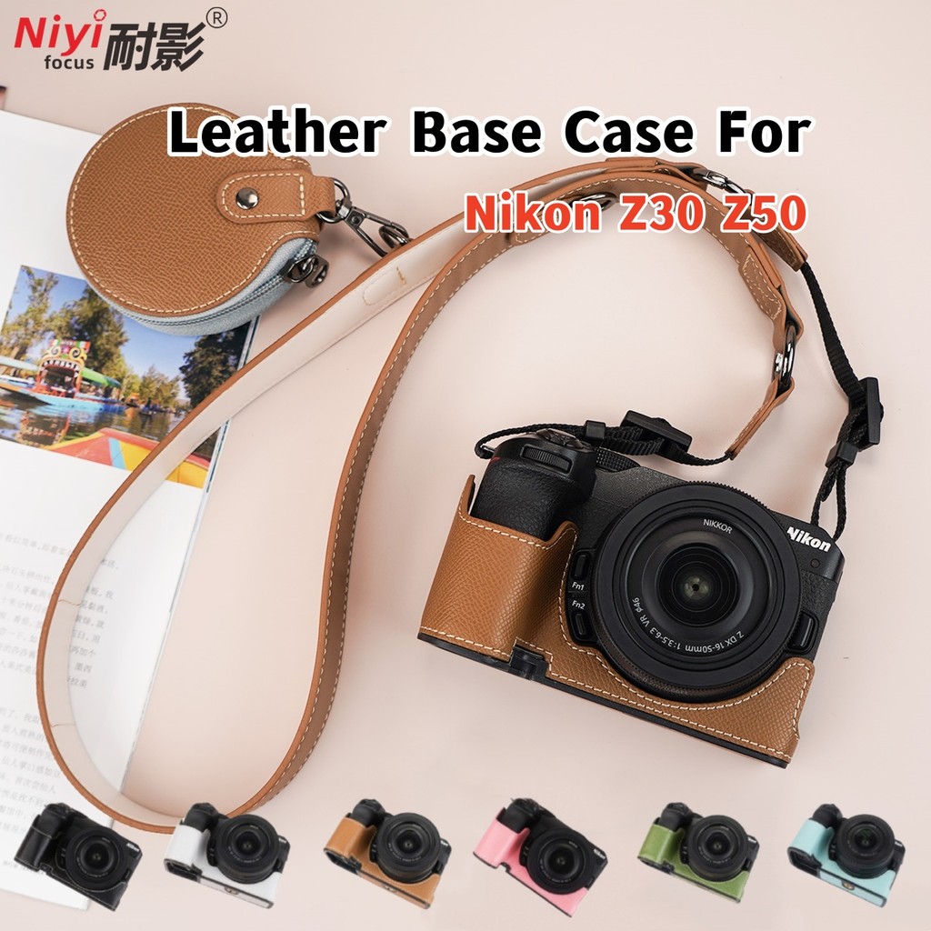 Nikon Z30 กระเป๋ากล้อง PU กระเป๋าหนัง Protrector สําหรับ Nikon Z30 Z50 ด้านล่างเปลี่ยนแบตเตอรี่อุปกร