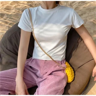 ✨ MKL ✨ เสื้อครอป เอวลอย คอกลม แขนสั้น ผ้านิ่มลื่นใส่สบาย มีหลายสีให้เลือก เสื้อยืดแฟชั่น#9020
