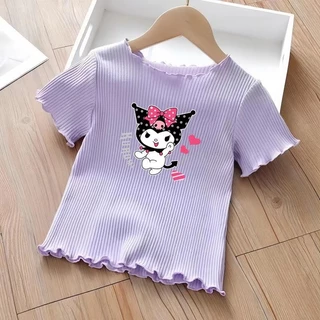 [พร้อมส่งจากไทย]เสื้อยืดเด็กสไตล์เกาหลีสำหรับเด็กผู้หญิง เสื้อลายการ์ตูนน่ารักคุโรมิ มี-สีให้เลือก เสื้อยืดเด็กหญิงผ้าล่าวนิ่ม สวมใส่สบาย