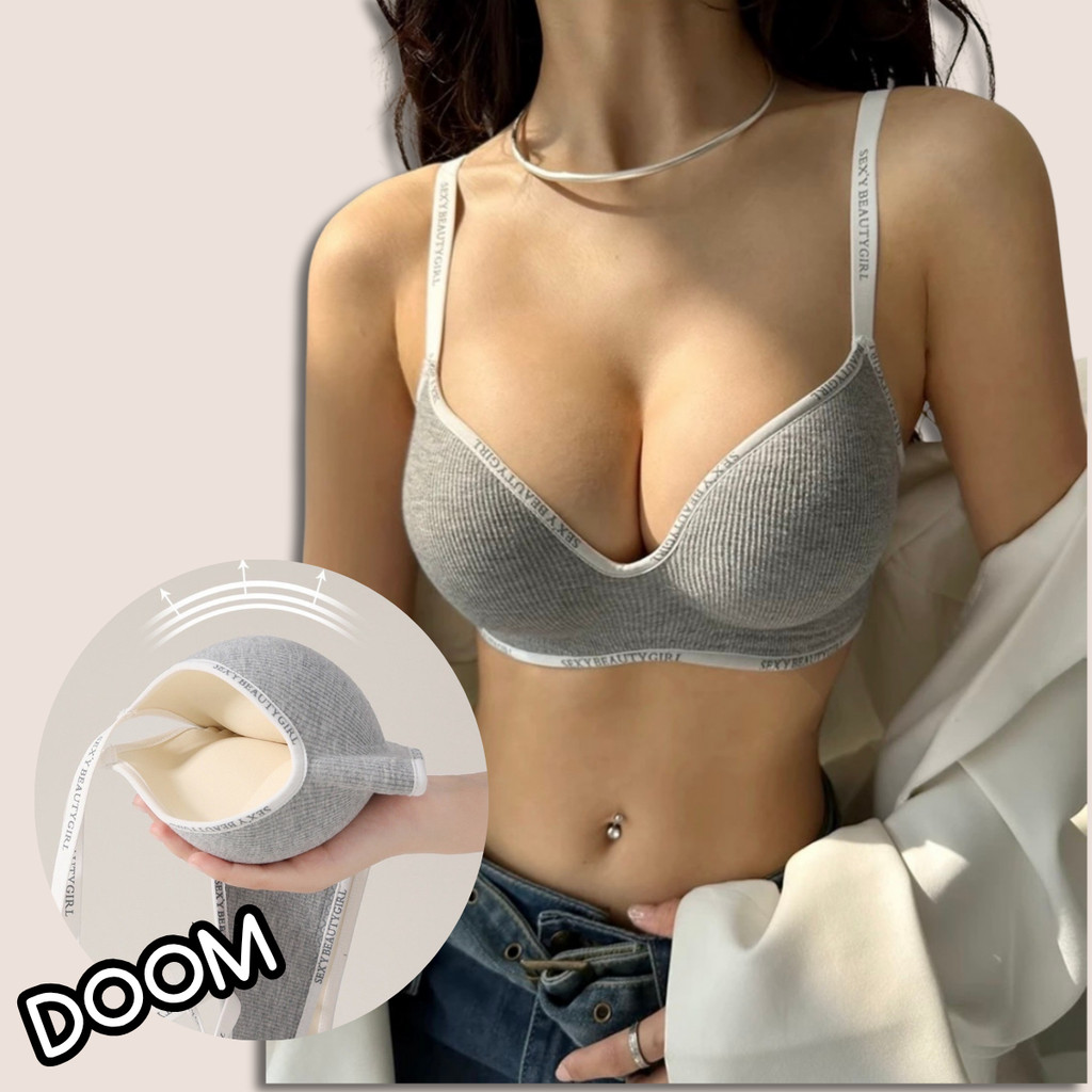 DOOM DOOM ฟองน้ำ 5 cm.‼️บราไร้โครง เสื้อชั้นในผู้หญิง บราดันทรง เสริมฟองน้ำหนา ดีไซน์สวย ไม่มีโครงเหล็ก ดันทรงอกชิด