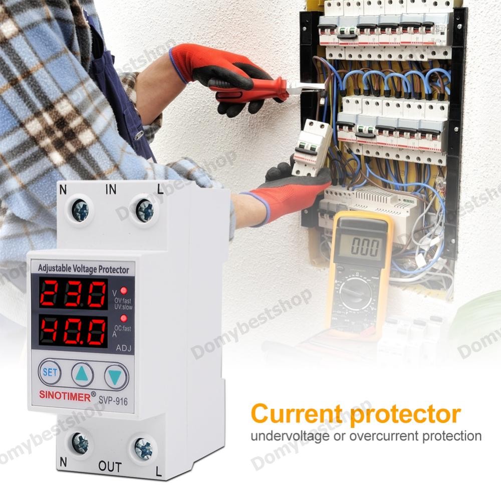 🚚 SINOTIMER Svp-916 เครื่องป้องกันไฟกระชาก ปรับได้ 230V อัตโนมัติ ป้องกันอุปกรณ์จากไฟเกิน ไฟต่ำ บ้าน