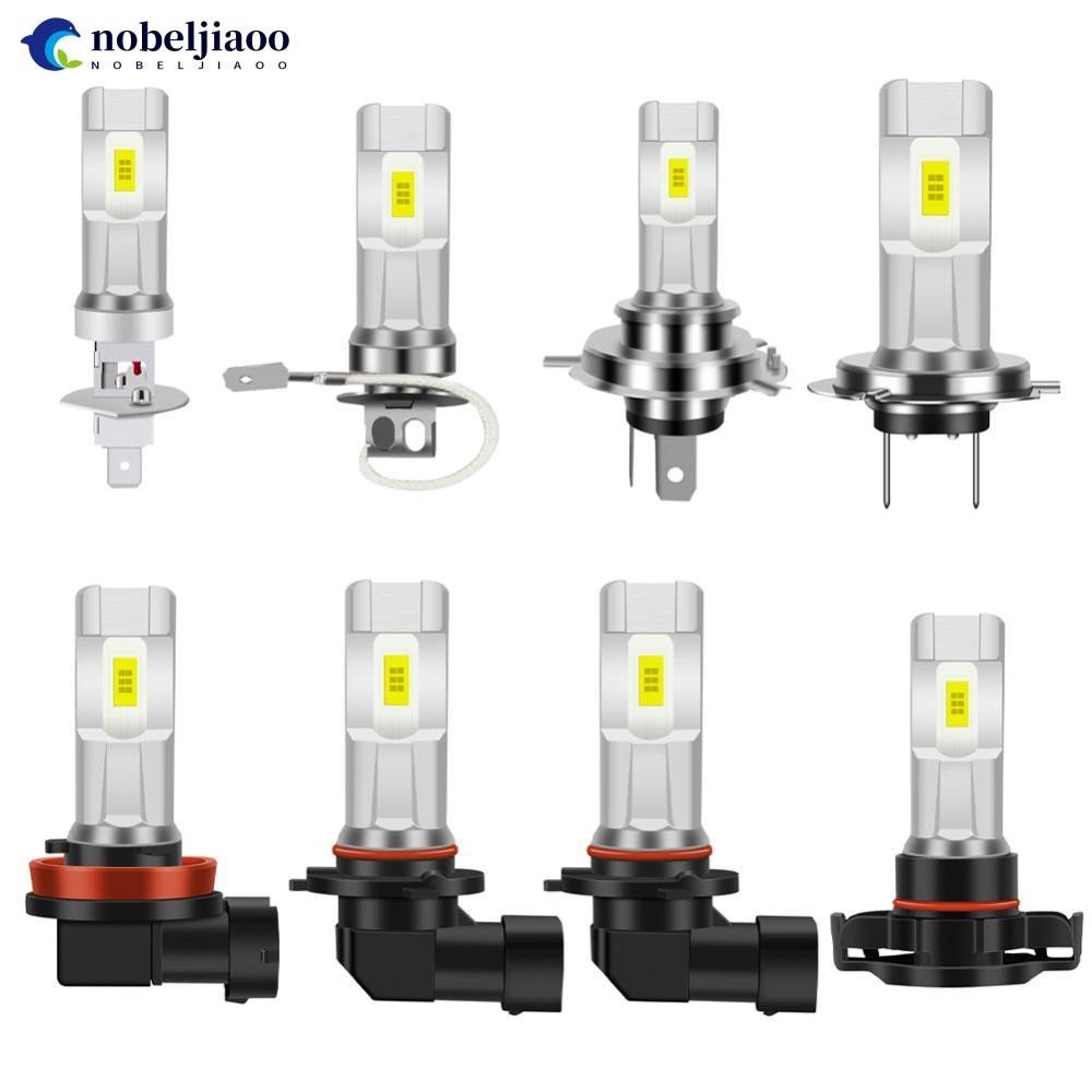 NOBELJIAOO 1PC 80W ไฟหน้ารถ H1 H3 H4 H7 H8/H11 9005 9006 H16 หลอดไฟ LED หลอดไฟ 1800LM CSP LED ชิปหมอ