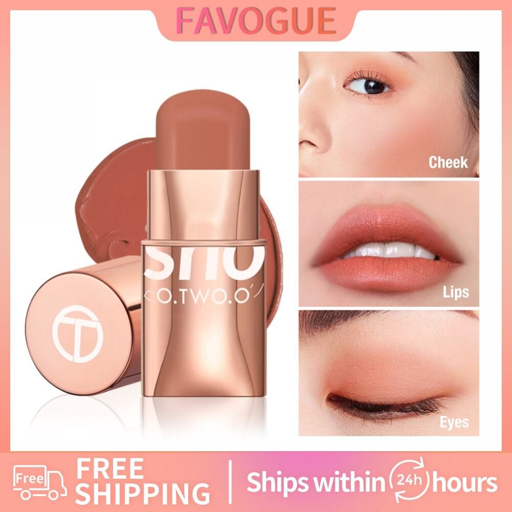 O.TWO.O 6 สีแต่งหน้า Blush กันน้ํา Long-lasting Lip Cheek Eye Multi-use Stick Make-up สําหรับผู้หญิง
