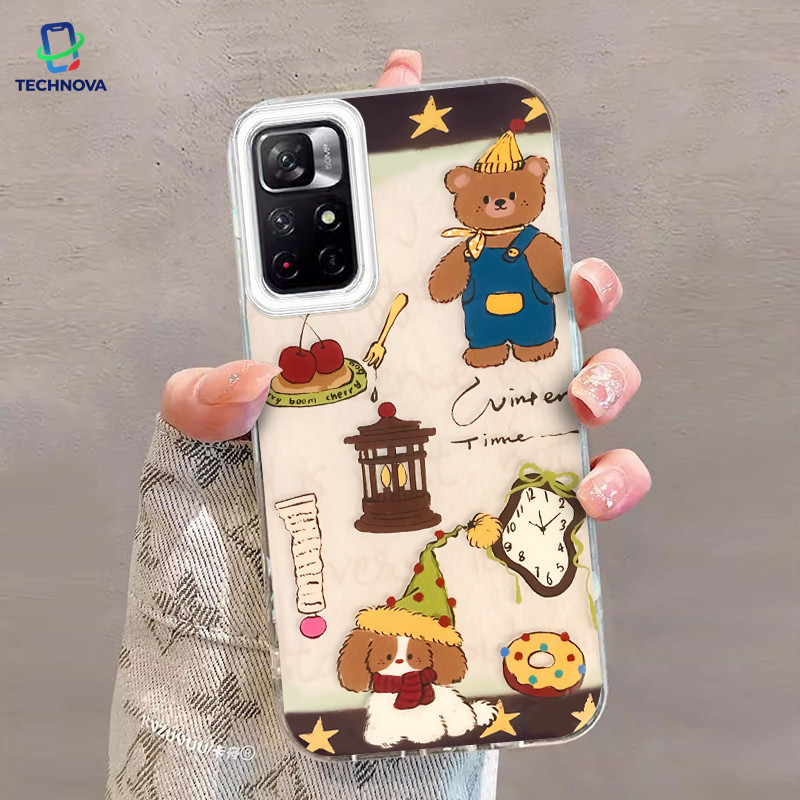 Redmi Bear ขนมและลูกสุนัข IMD โฮโลแกรม Feather แฟชั่นเหมาะสําหรับ Redmi หมายเหตุ 9A 9I 12 9C 13 13C 