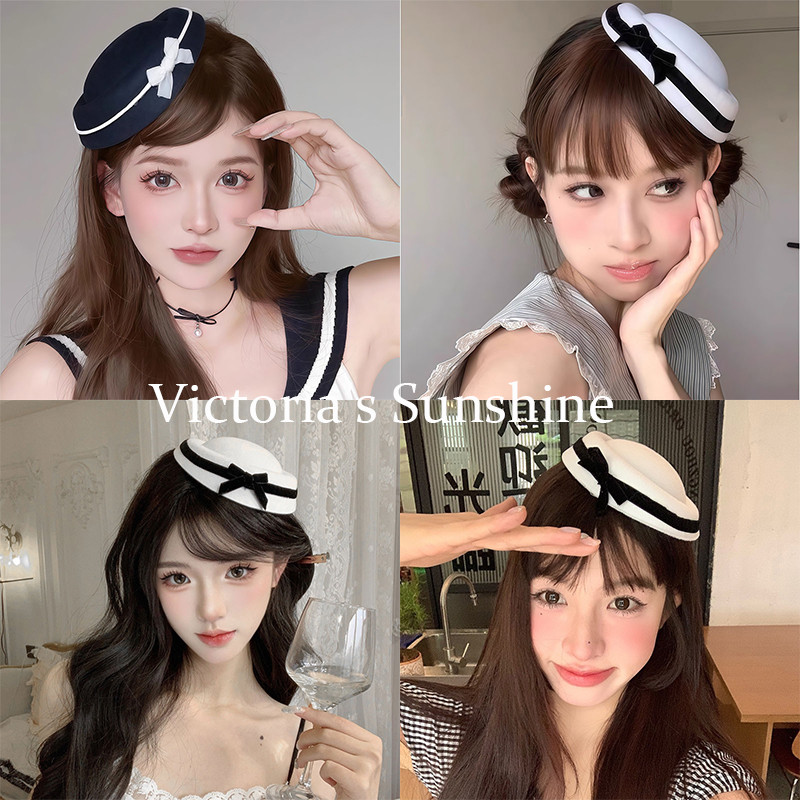 กิ๊บติดผม หมวก หมวกแฟชั่น วินเทจ สไตล์หรูหรา งานทำมืออย่างดี ส่งไวจากไทยS1406