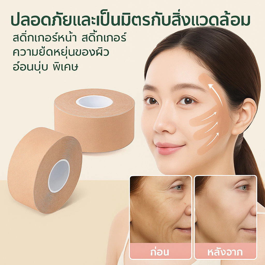 ✨เทปยกกระชับผิวหน้าพิเศษสําหรับแผ่นแปะกล้ามเนื้อใบหน้า การดูแลผิว สติ๊กเกอร์รอยพับของกฎหมาย รอยพับของเสฉวน✅ส่งฟรี TH