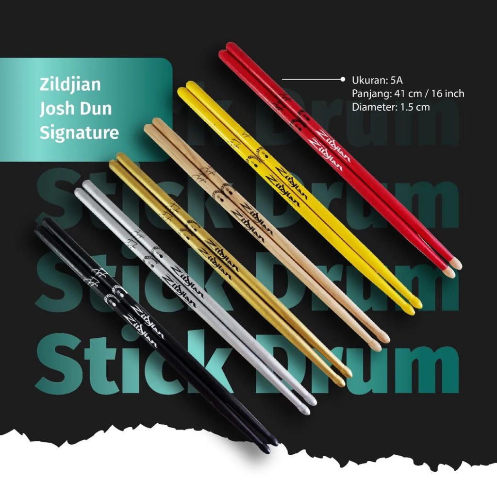 Zildjian Josh Dun Signature Twenty One Pilots Drum Stick BONUS Softcase Bag STKD-21