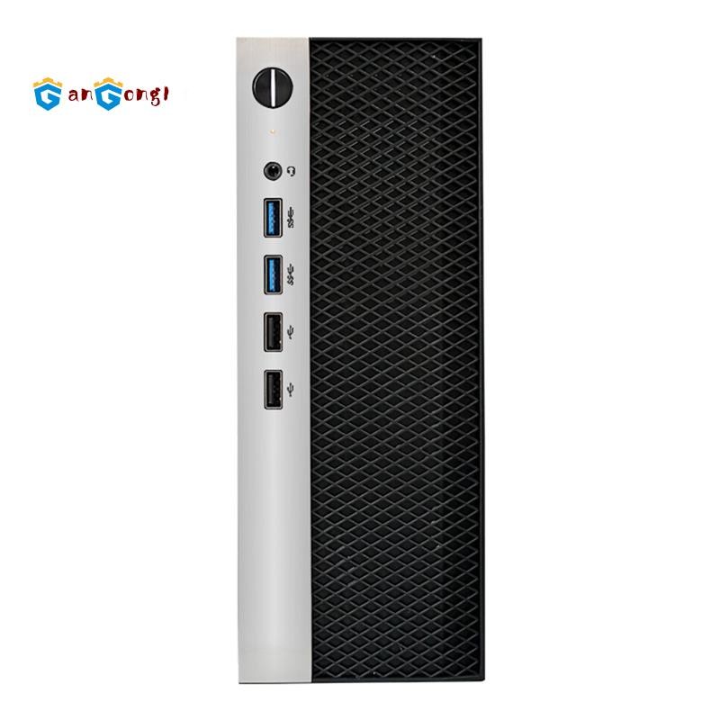 [gangong1] เคสคอมพิวเตอร์ Mini ITX แชสซี HTPC พร้อม 4XUSB รองรับ PSU 1U เข้ากันได้กับเมนบอร์ด MINI-I