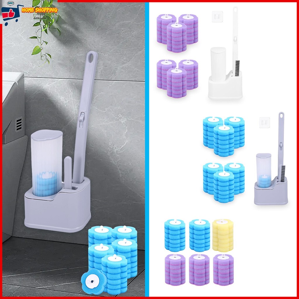 2 in 1 ชุดแปรงและที่วางโถสุขภัณฑ์ชุดทําความสะอาดแปรงห้องน้ําตามหลักสรีรศาสตร์สําหรับบ้าน SHOPTKC7133
