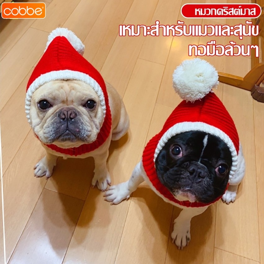Cobbe หมวกซานตาครอส สําหรับสัตว์เลี้ยง สุนัข แมว หมวกคริสต์มาส S M L มี 2 แบบให้เลือก หมวกสุนัข