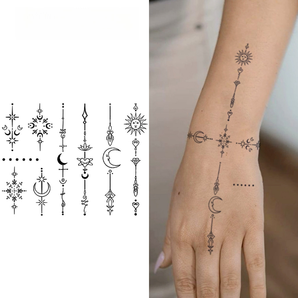 Boldink Minimal Moon Star Chain สติ๊กเกอร์ลายtemporary tattoo กันน้ำนาน15วัน