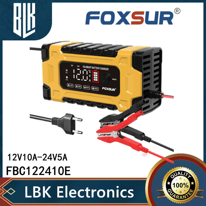 FOXSUR FBC122410E เครื่องชาร์จแบตยี่ห้อ  12V10A-24V5Aชาร์จแบตลิเธียม LiFePo4แบตแห้งแบตน้ำแบตAGMGEL