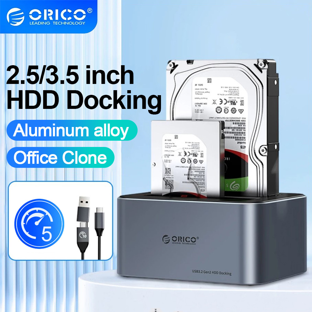 ORICO Offline Clone 2 Bay HDD Docking Station อลูมิเนียม 2.5/3.5 นิ้ว Dual Bay ฮาร์ดไดรฟ์ภายนอกสําหร