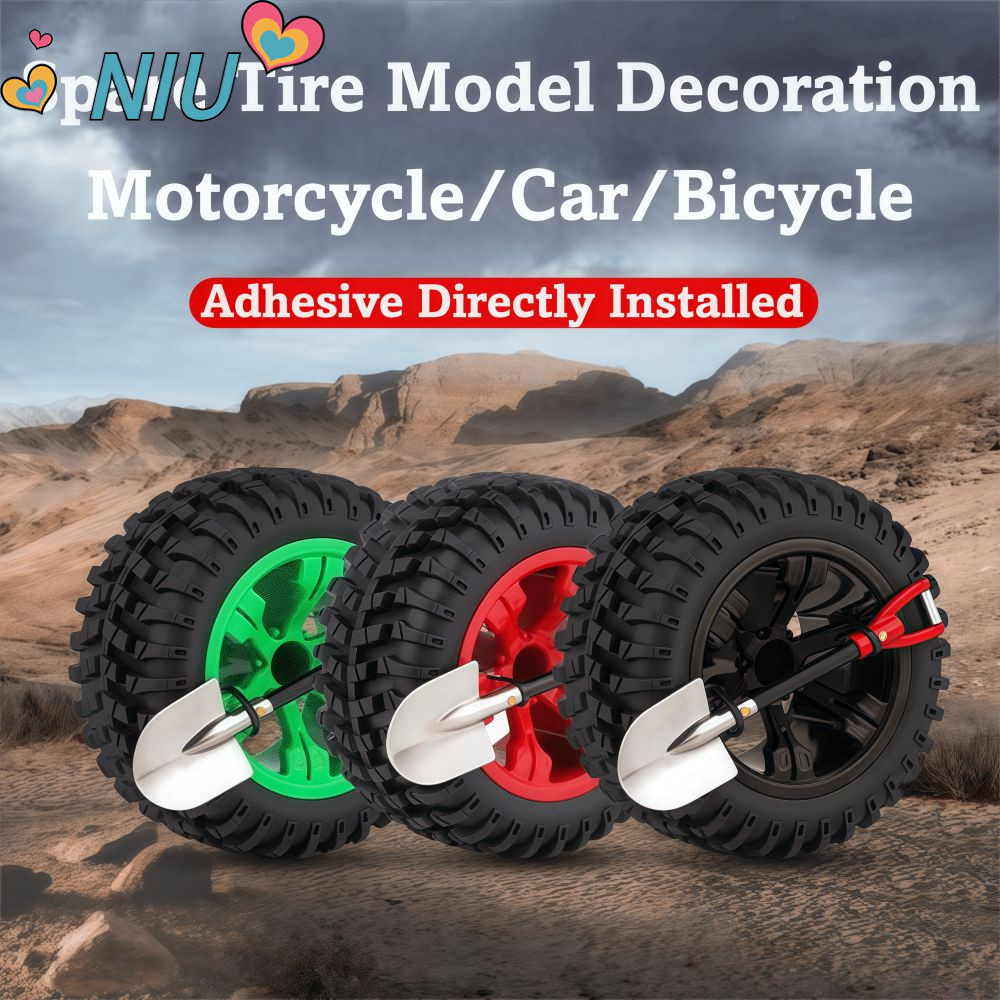NIUYOUJS อะไหล่ยางรุ่นจี้,โลหะผสม 4in ยาง Modle รถ Trunk จี้,บุคลิกภาพ-ถนนออกแบบพร้อมพลั่วจําลองรถจักรยานยนต์หางเครื่องประดับตกแต่งรถ