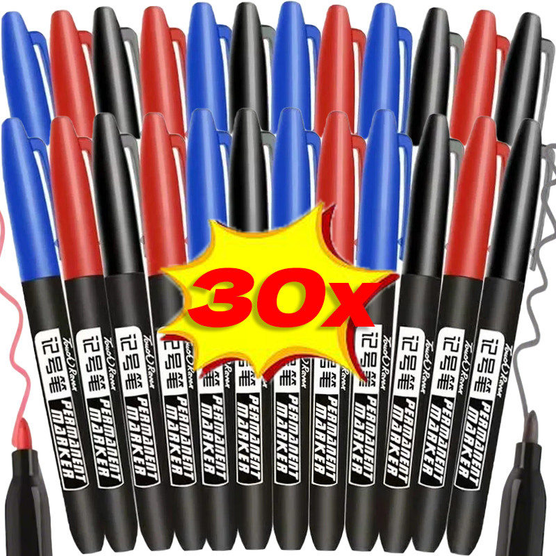 5/10/20/30ชิ้น1.5มิลลิเมตรสีดํา/สีฟ้า/สีแดงกันน้ํามันปากกา-แห้งเร็วเครื่องหมายกันน้ํา