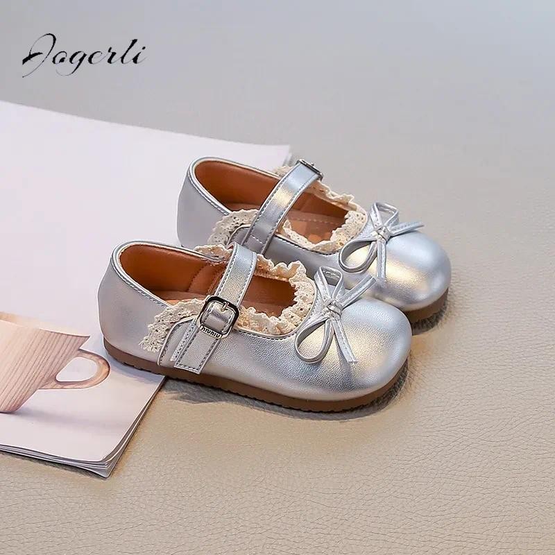 รองเท้าหนังPUพืSOFT SOLE BOW MARY JANE สีดำ สำหรับเด็กผู้หญิง เหมาะสำหรับโรงเรียนและสวมใส่ง่ายในทุกวัน