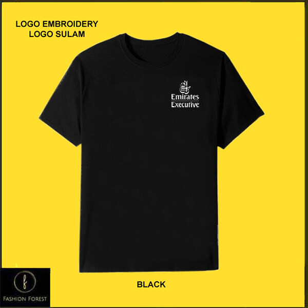 เสื้อยืดคอกลมผ้าฝ้ายสําหรับผู้ชายและผู้หญิงโลโก้เย็บปักถักร้อย Sulam Emirates Executive Emirates AIR