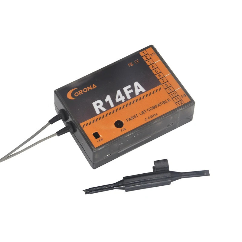Corona Futaba 2.4Ghz FASST R14FA ตัวรับสัญญาณ 14Channel สําหรับ 14SG 16SZ 18SZ 10CG 12FG