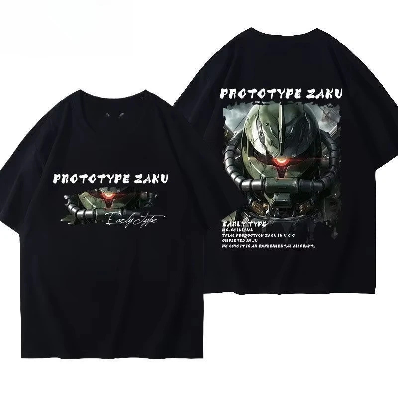 เสื้อยืดแขนสั้น GUNDAM Zaku ฤดูร้อนใหม่สำหรับผู้ชายและผู้หญิงหลวมแฟชั่นสบาย ๆ สไตล์ญี่ปุ่นอเนกประสงค์ - รูปที่ 6