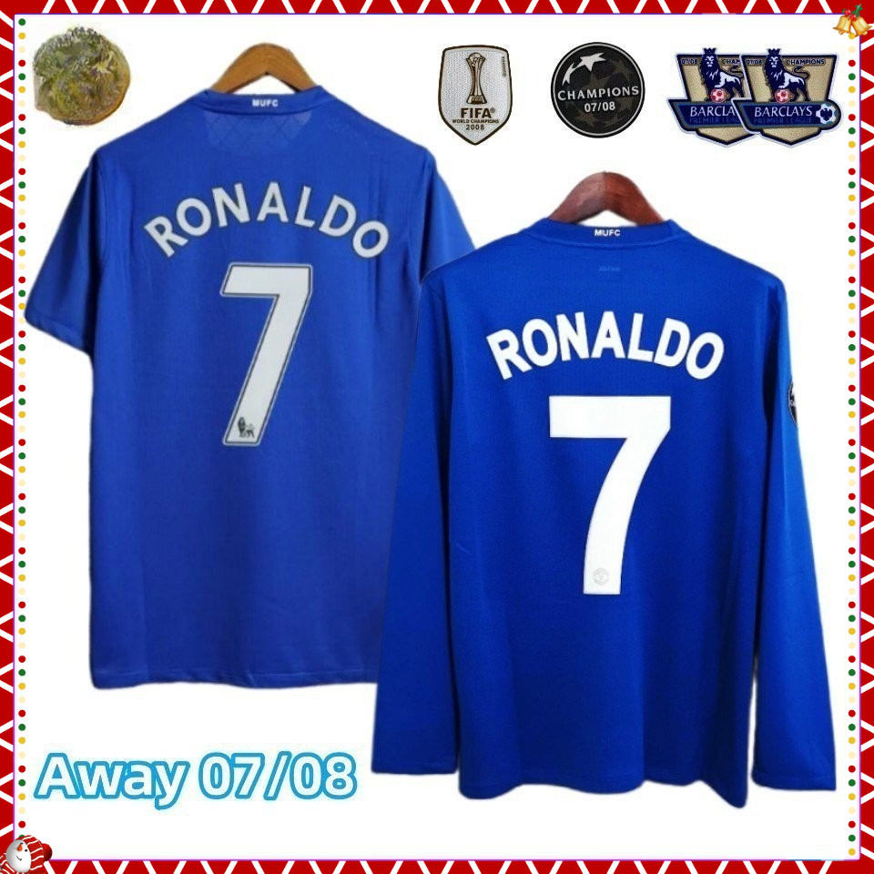 S-XXL Retro MI 2008 Away Jersey Ronaldo 07/08 แขนยาวแขนสั้นชุดฟุตบอล