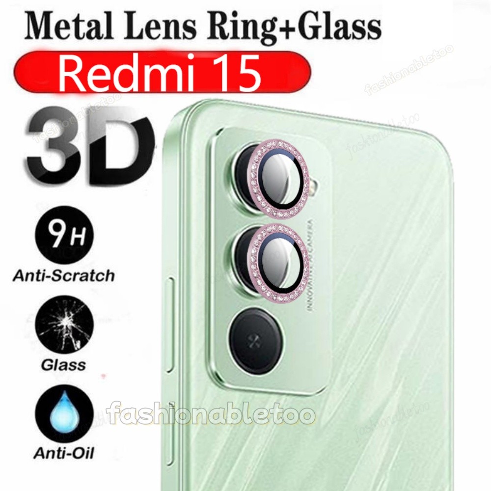 สําหรับRedmi15 Glitterเพชรโลหะแหวนกล้องเลนส์ป้องกันฟิล์มสําหรับRedmi 15 C 15C Redmi15 C Redmi15C 202