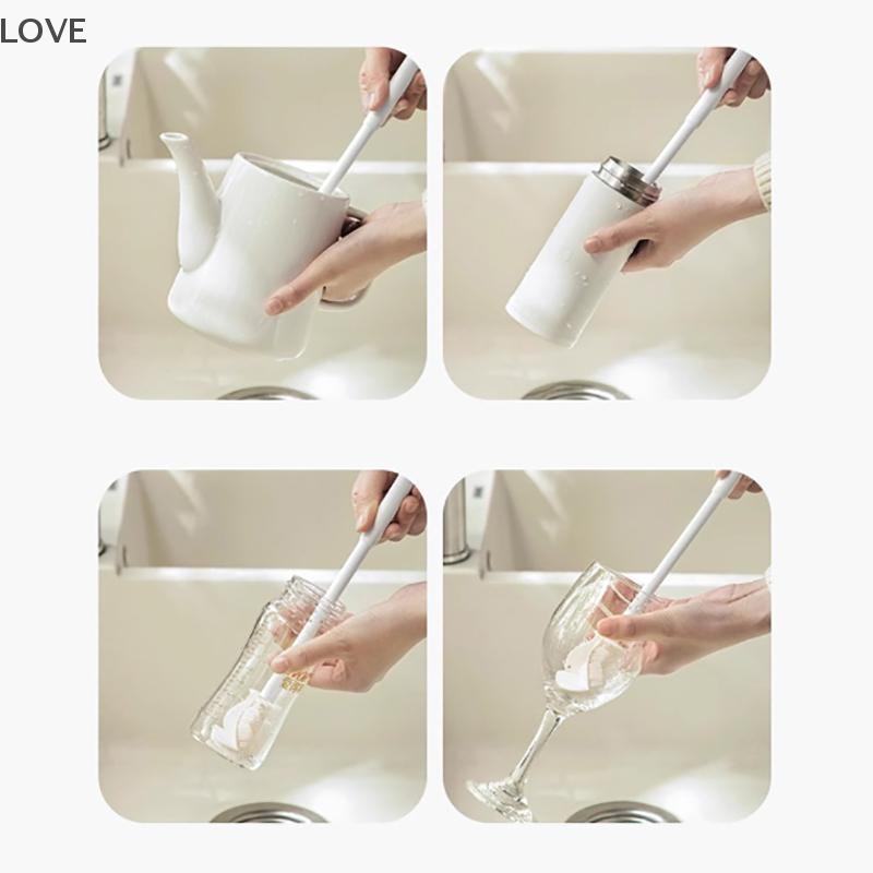 [JJCW] แปรงทําความสะอาดถ้วยด้ามยาวขวดทําความสะอาดขวดนมซิลิโคน Wineglass ถ้วยทําความสะอาดในครัวเรือนแก้วกาแฟแก้ว TeaPot แปรง QQW - รูปที่ 3
