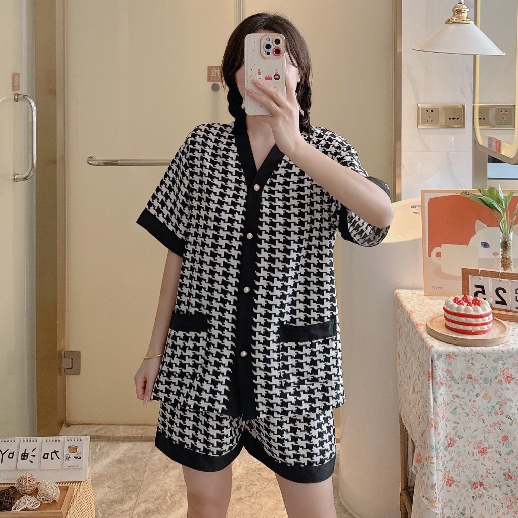 SERENITY TUTA PYJAMA004 พรีเมี่ยมปุ่มด้านหน้าชุดนอนชุดชุดนอนสําหรับผู้ใหญ่ผู้หญิง