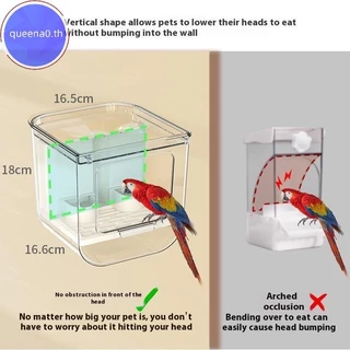 Queena0 Double Slot Bird เครื่องป้อนอัตโนมัติขนาดใหญ่ความจุ Splash Proof กรงอัตโนมัติ Feeding โปร่งใสเครื่องจ่ายอาหาร th