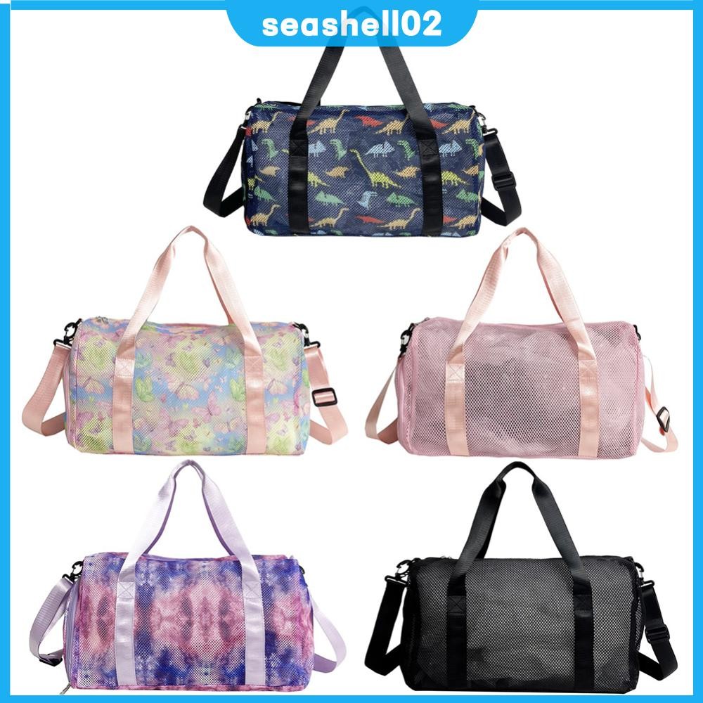 Mesh Travel Duffle Bag Carry On Sport Bag with Shoe Compartment Fitness Messenger Bag Dry Wet Separa