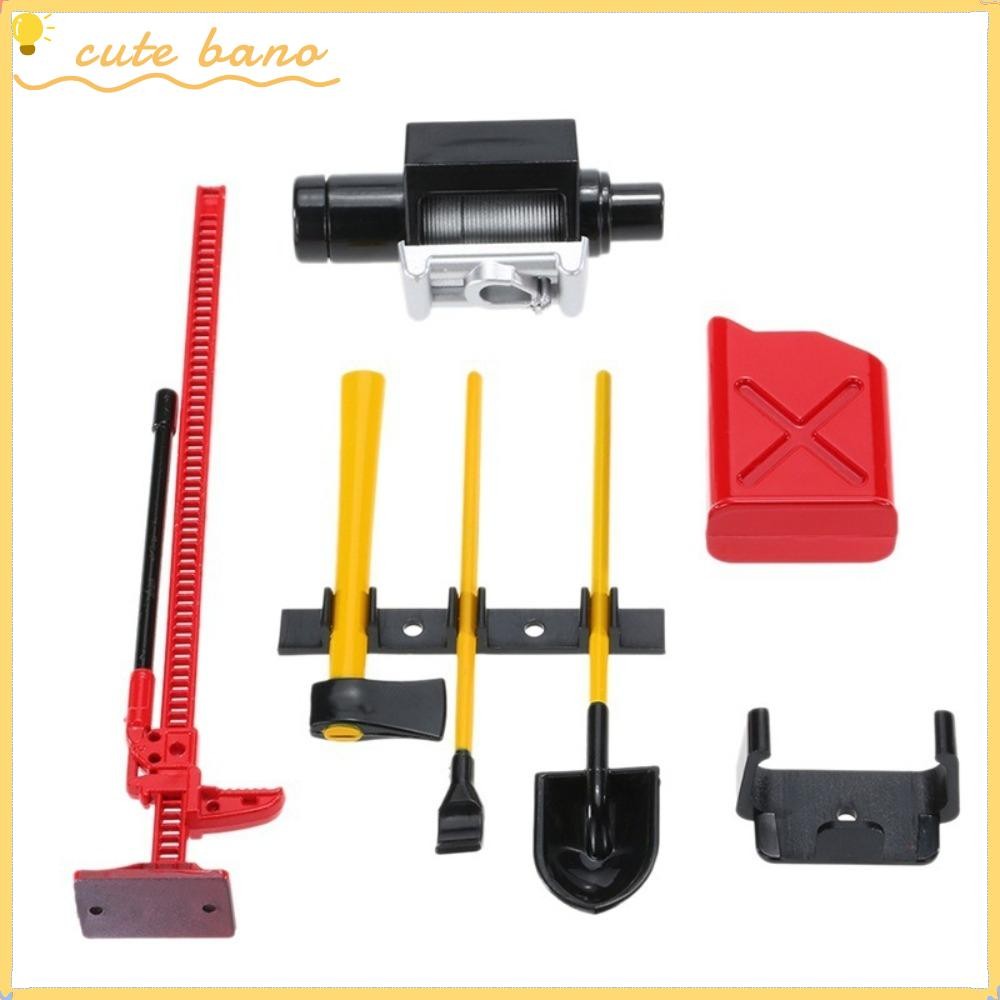 BANO 6pcs Hi-Lift Jack Winch ชุด,พลาสติก Mini Garage ชุดเครื่องมือ,จําลอง 1/10 Scale Shovel Jerry สา
