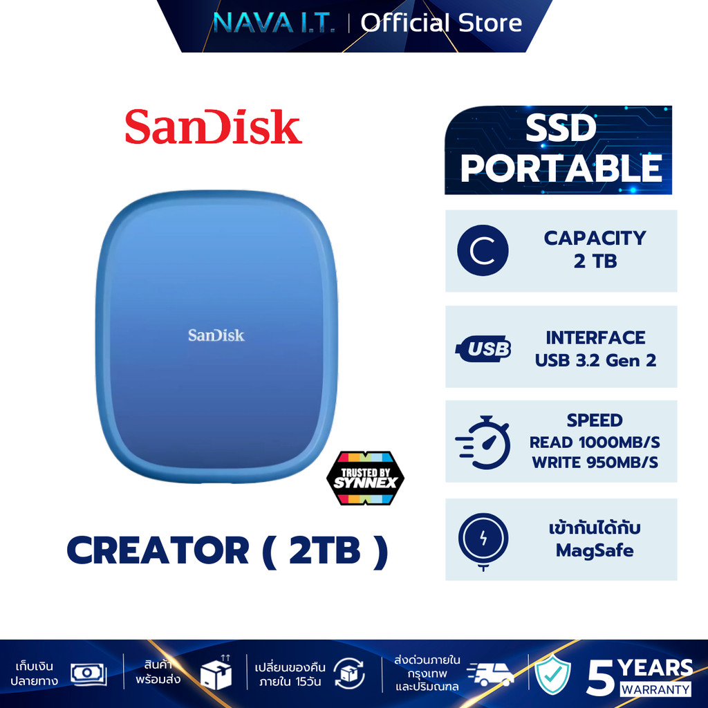 SanDisk Creator Phone SSD - 2TB up to Read 1000MB/s ,write 950MB/s ( SDSSDE62C ) Warranty 5 years
