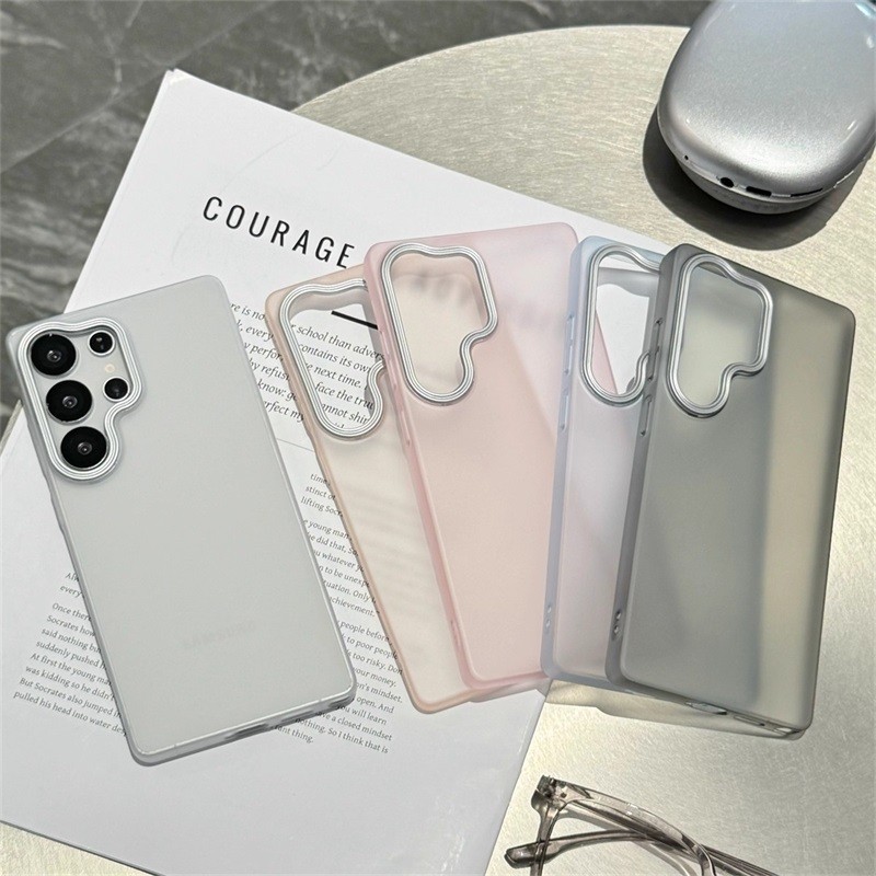 Samsung โปร่งใสแม่เหล็ก matte ultra-thin S24Ultra สีกันกระแทก PC hard Case เหมาะสําหรับ Samsung S25Ultra S25 S24 S23 ultra Plus เคสโทรศัพท์ลายนิ้วมือ