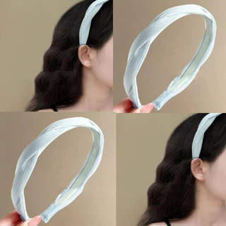 ที่คาดผมสีพื้นสไตล์เกาหลี เครื่องประดับผมกันลื่นสําหรับเดินทาง