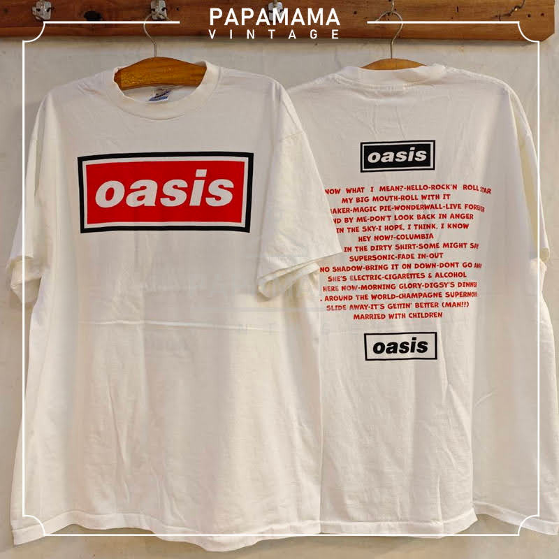 OASIS world tour Bio washed  เสื้อทัวร์ tag bootleg แท้ เสื้อวินเทจ วงร๊อค โอเอซิส papamama vintage shirt