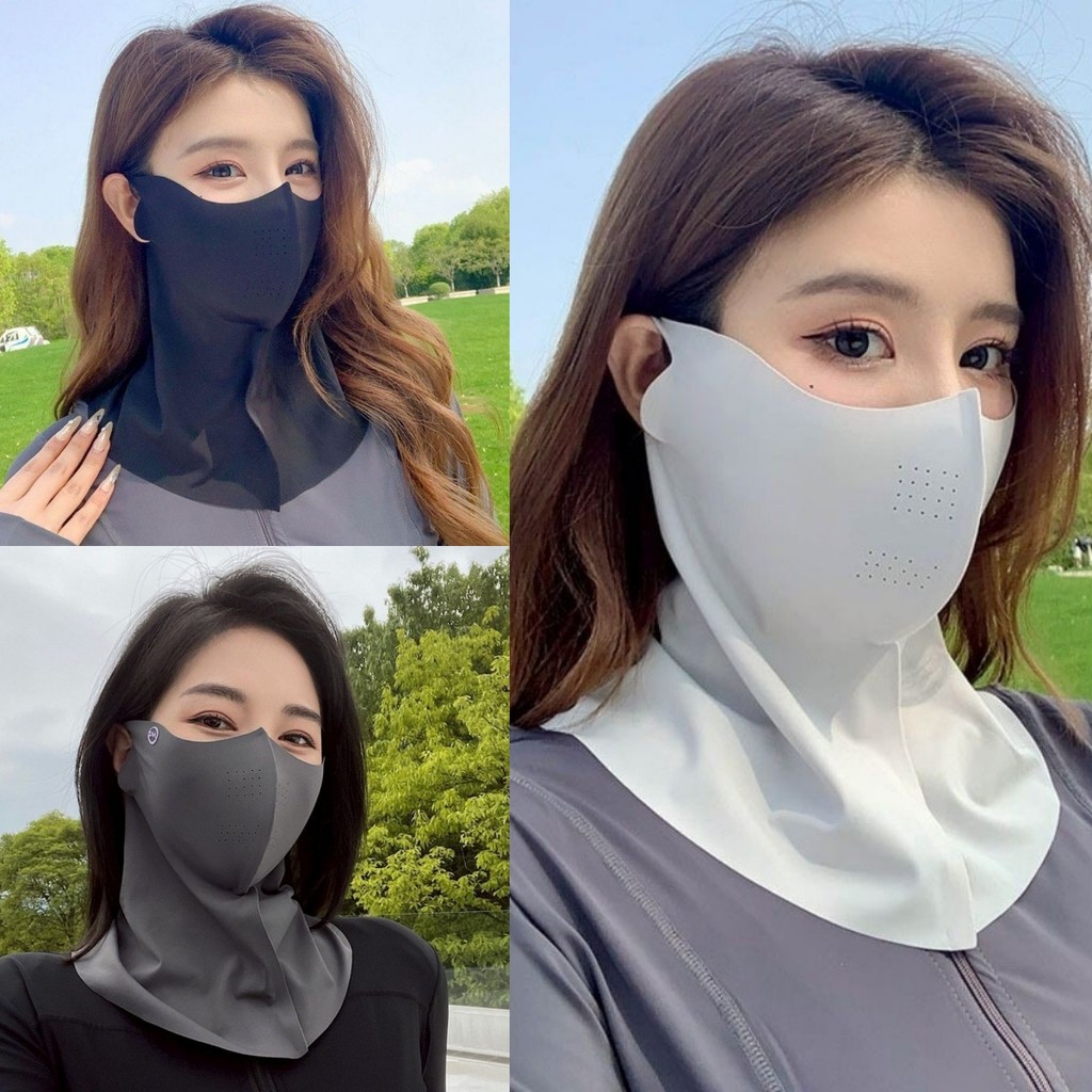 Trendie-ผ้าปิดปาก ผ้าไหมน้ำแข็ง กันแดด ระบายอากาศ เดินป่า หน้ากาก สีพื้น สไตล์เกาหลี ฤดูร้อน แฟชั่น