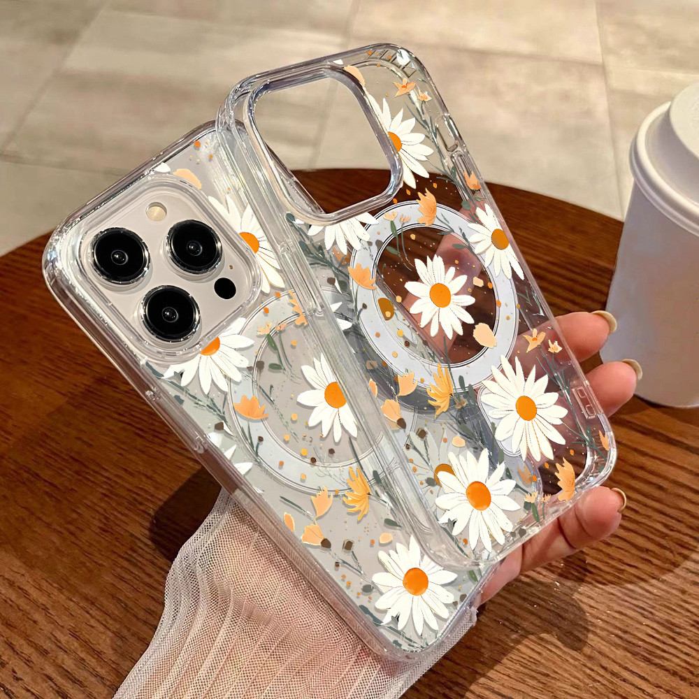 เคสไอโฟน Case เคส iPhone 17 Air 13 11 15 14 12 16 Pro Max เคสป้องกันโปร่งใสสำหรับ เคสชาร์จไร้สาย ดอกไม้ TPU โปร่งใส