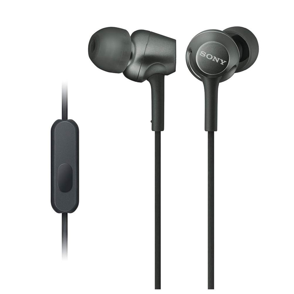Sony earphones MDR-EX255AP: canal type with remote and mic, black MDR-EX255AP B
