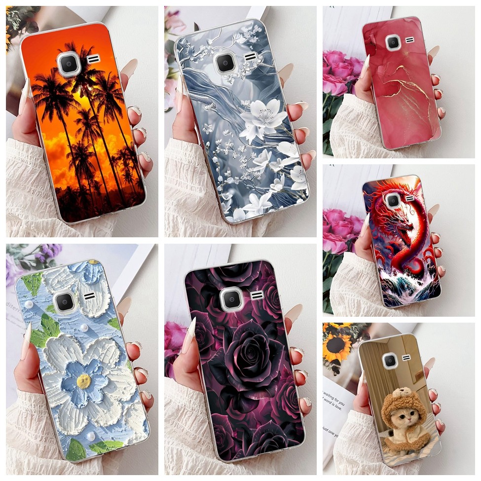 SAMSUNG 4.0 สําหรับSamsung J1 MINIกรณีJ105Bน่ารักแมวแฟชั่นดอกไม้ทาสีปกหลังสําหรับSamsung Galaxy J1 M